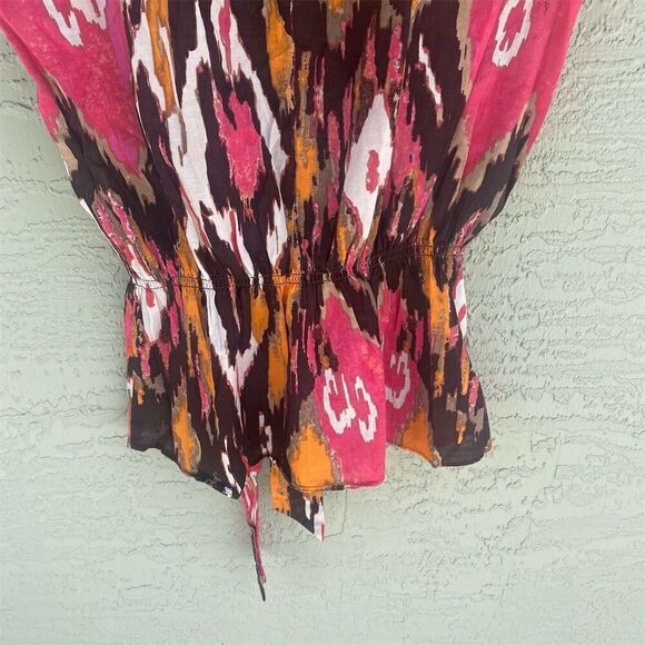 Larry Levine Multicolor Abstract Ikat Button-Up Shirt Size M Short Sleeve - Picture 7 of 10